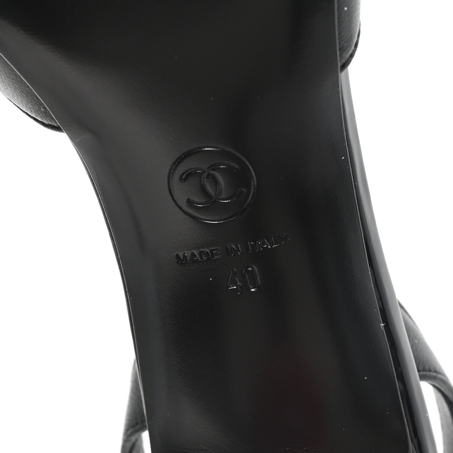 Chanel Lambskin Patent Cap Toe CC Apple Slingback Pumps 40 Black 7 of 10