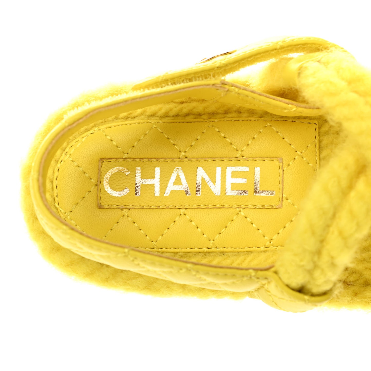 Cord Lambskin Quilted Logo Sandals 37 Yellow