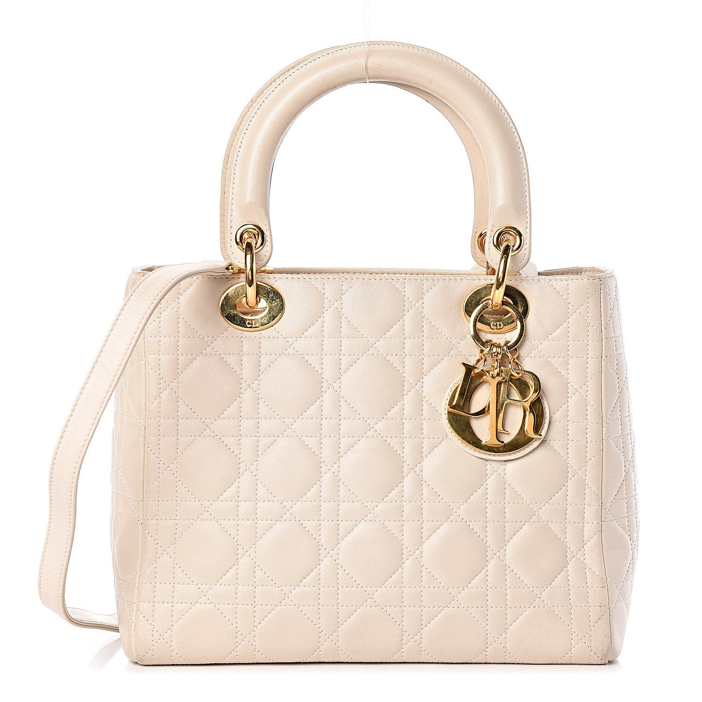 Lambskin Cannage Medium Lady Dior Light Beige