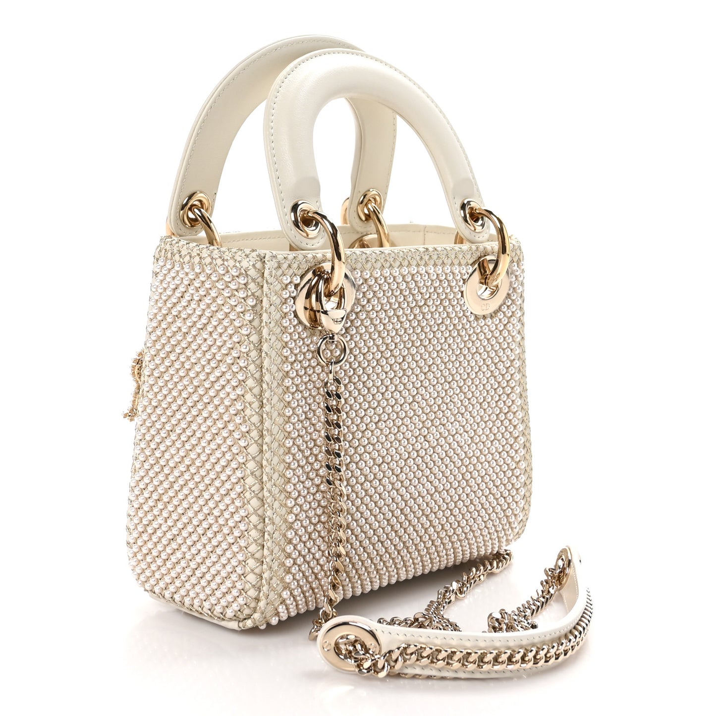 Lambskin Pearl Embroidered Mini Lady Dior Black