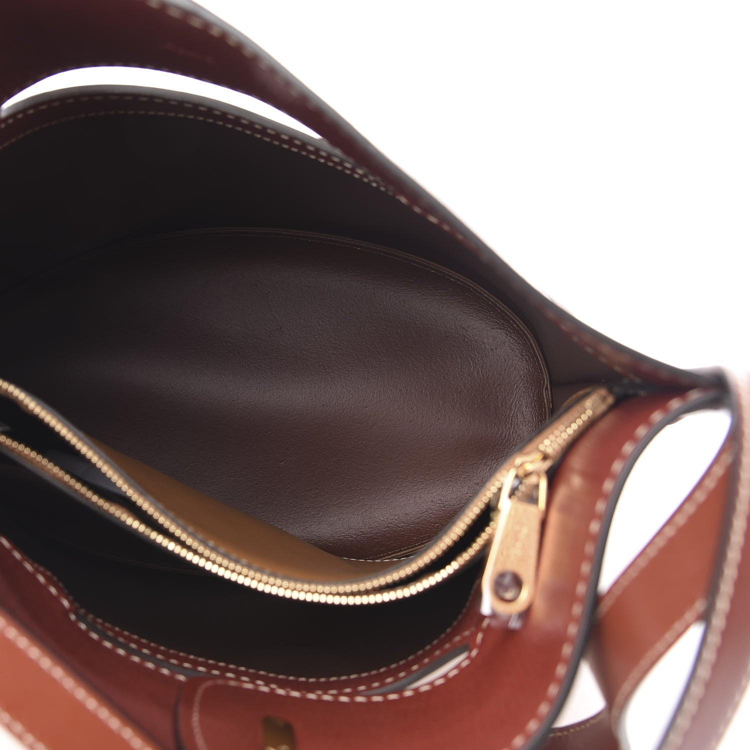 Chloe Shiny Calfskin Goatskin Medium Aby Bi-Color Bucket Bag Autumnal Brown 5 of 10