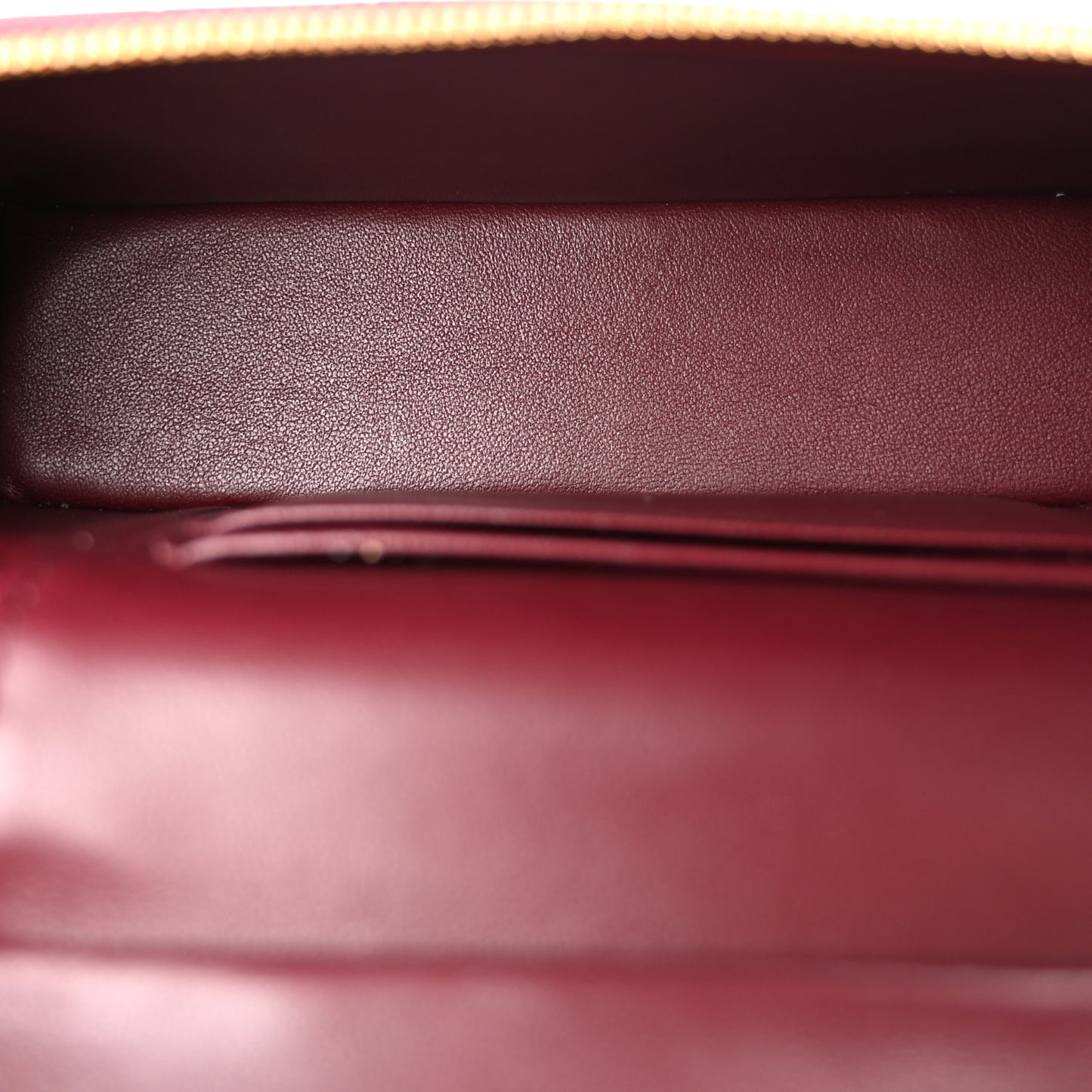 Calfskin Crocodile Embossed Top Handle Slim Vanity With Chain Dark Burgundy