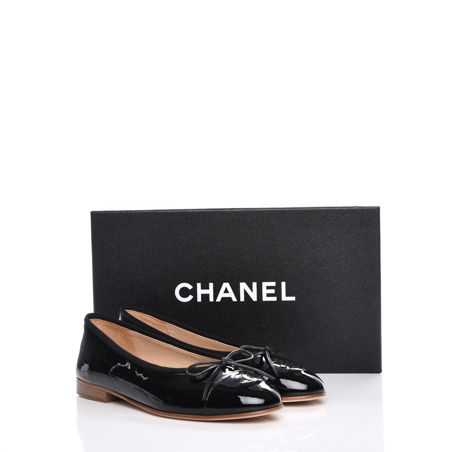 Patent CC Cap Toe Ballerina Flats 35.5 Black