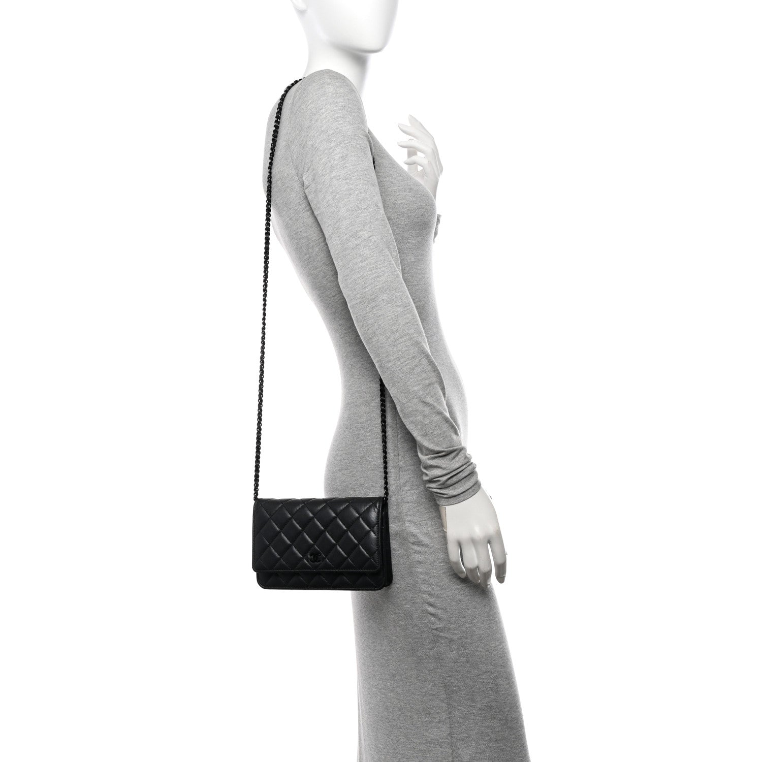 Chanel Lambskin Quilted Wallet On Chain WOC So Black 2 of 12