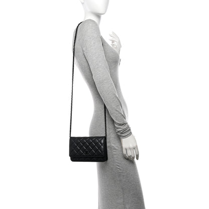 Chanel Lambskin Quilted Wallet On Chain WOC So Black 2 of 12