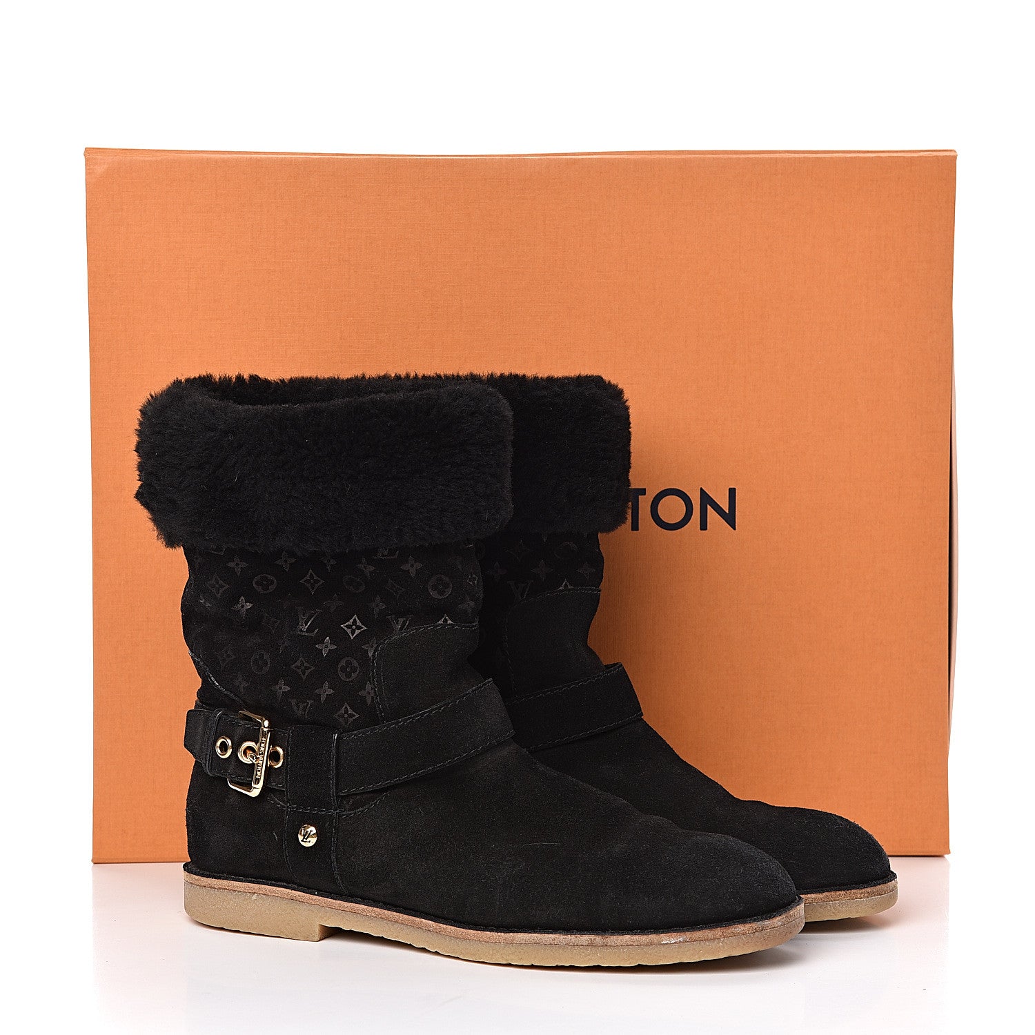Louis Vuitton Suede Shearling Fauvist Boots 39 Black 10 of 10
