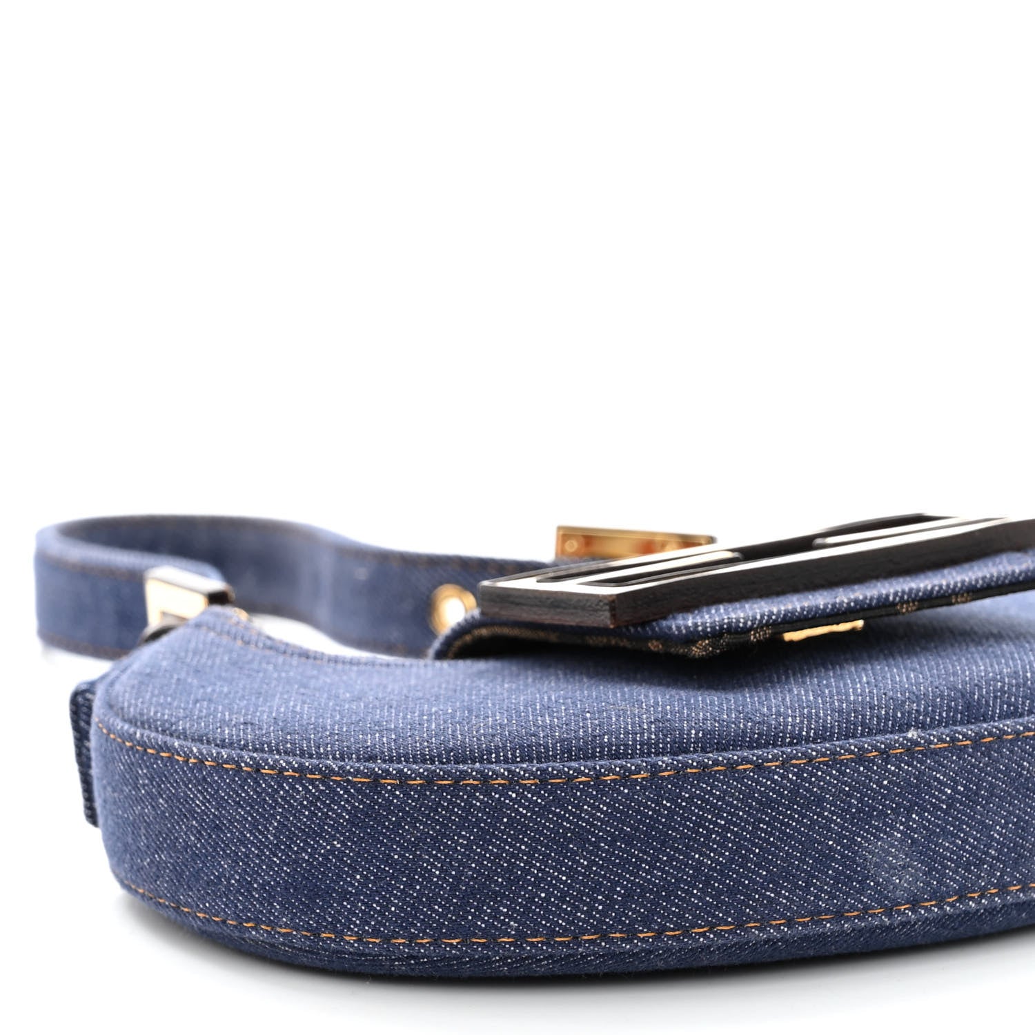 Fendi Denim Vitello King Cuoio Mini Cookie Hobo Bag Blue Ebano 9 of 10