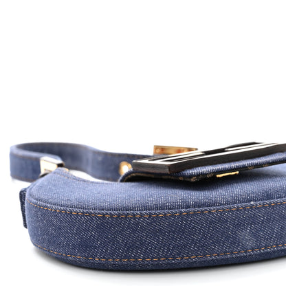 Fendi Denim Vitello King Cuoio Mini Cookie Hobo Bag Blue Ebano 9 of 10