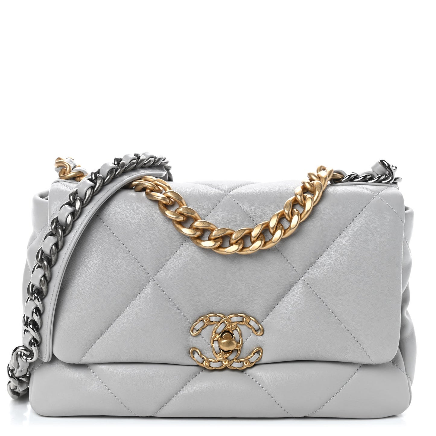 Lambskin Quilted Medium Chanel 19 Flap Grey