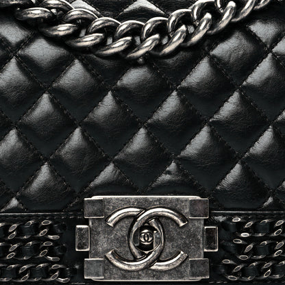 Chanel Glazed Calfskin Quilted Small Boy Chained Flap Black 7 of 10