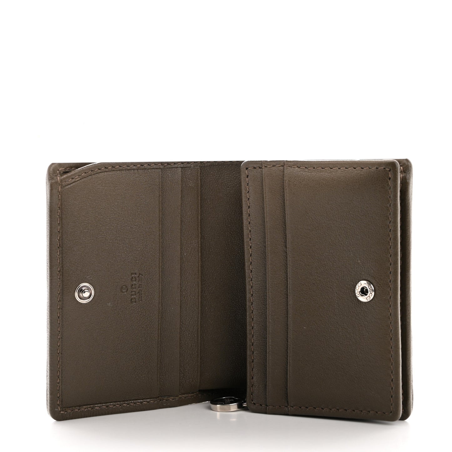 Sakai Be Green Calfskin Diagonal Stitched Blondie Card Case Wallet Cuir