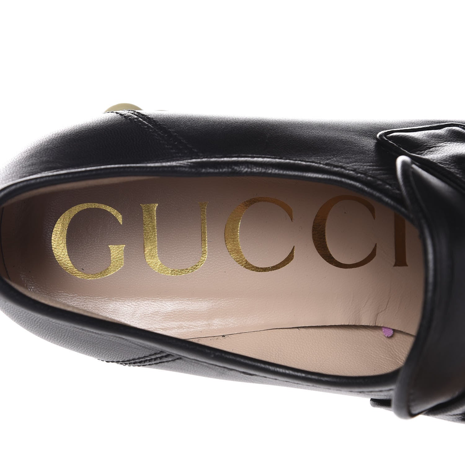 Gucci Malaga Kid Pearl Studded Vegas Platform Loafers 36.5 Black 14 of 16