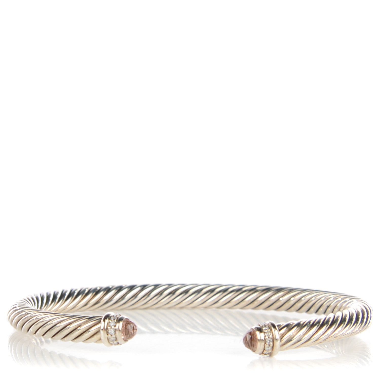 David Yurman Sterling Silver Diamond Morganite 5mm Cable Classics Bracelet 1 of 6