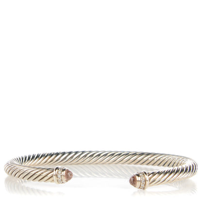 David Yurman Sterling Silver Diamond Morganite 5mm Cable Classics Bracelet 1 of 6