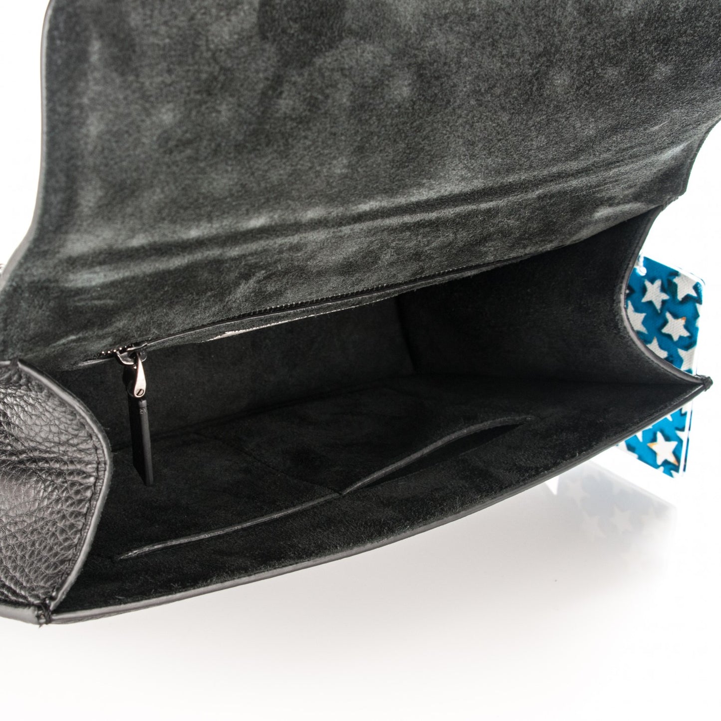 Pebbled Calfskin Star Studded Medium Lock Flap Black
