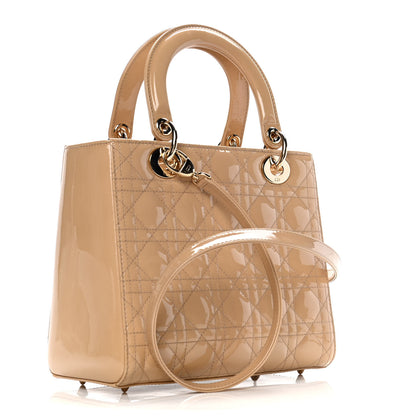 Christian Dior Patent Cannage Medium Lady Dior Beige 3 of 11