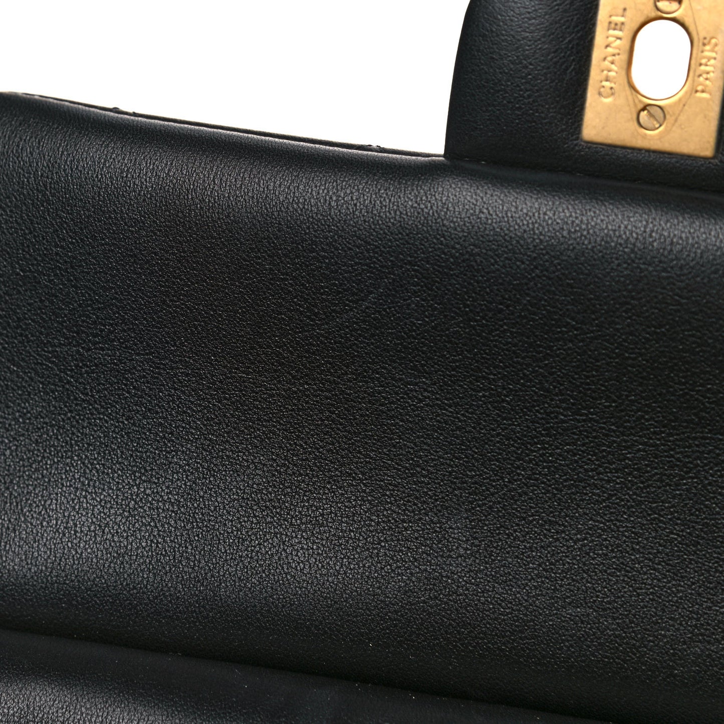 Calfskin Quilted Small Lady Handle Clutch With Chain Black