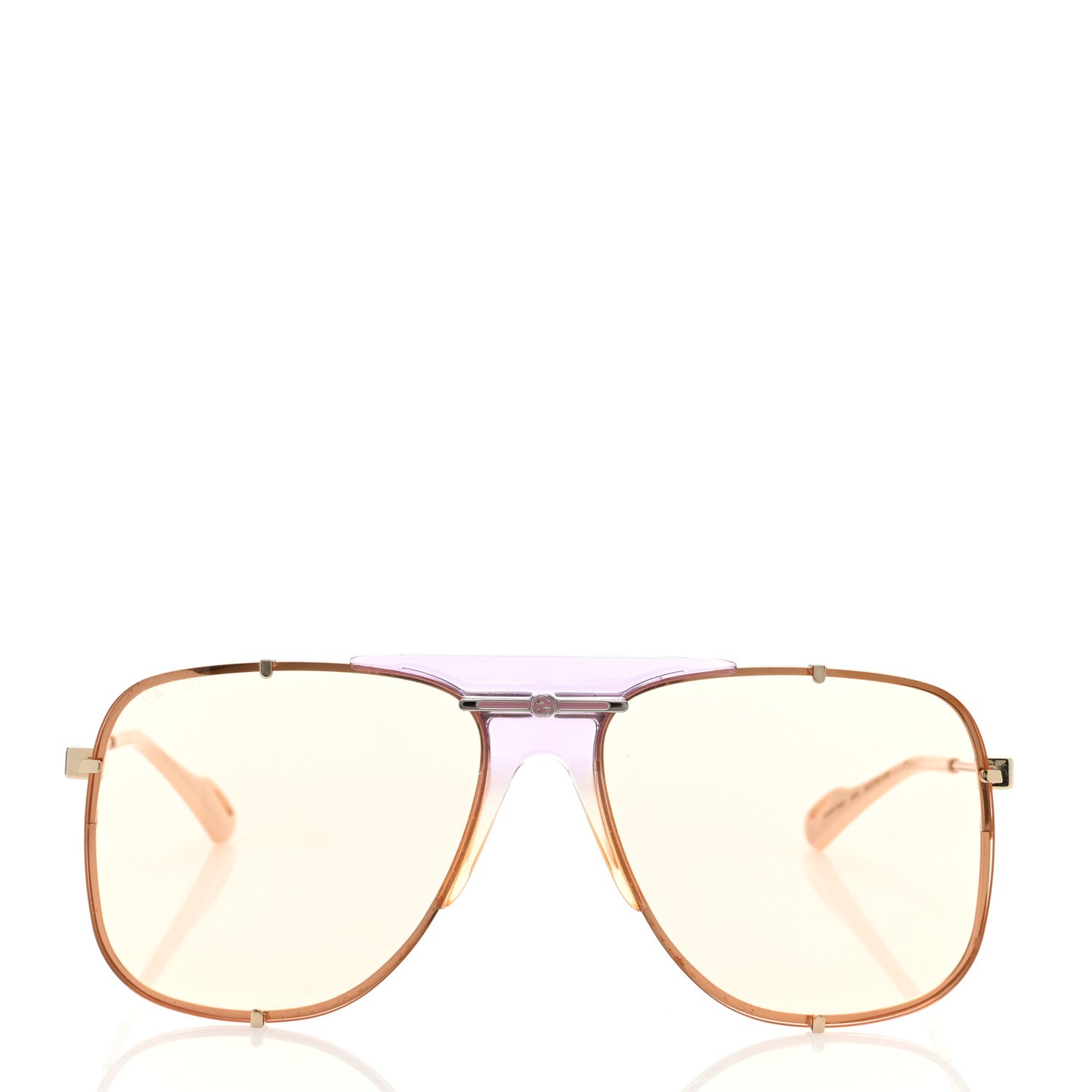 Metal Square Frame Sunglasses GG0739S Pink Brown