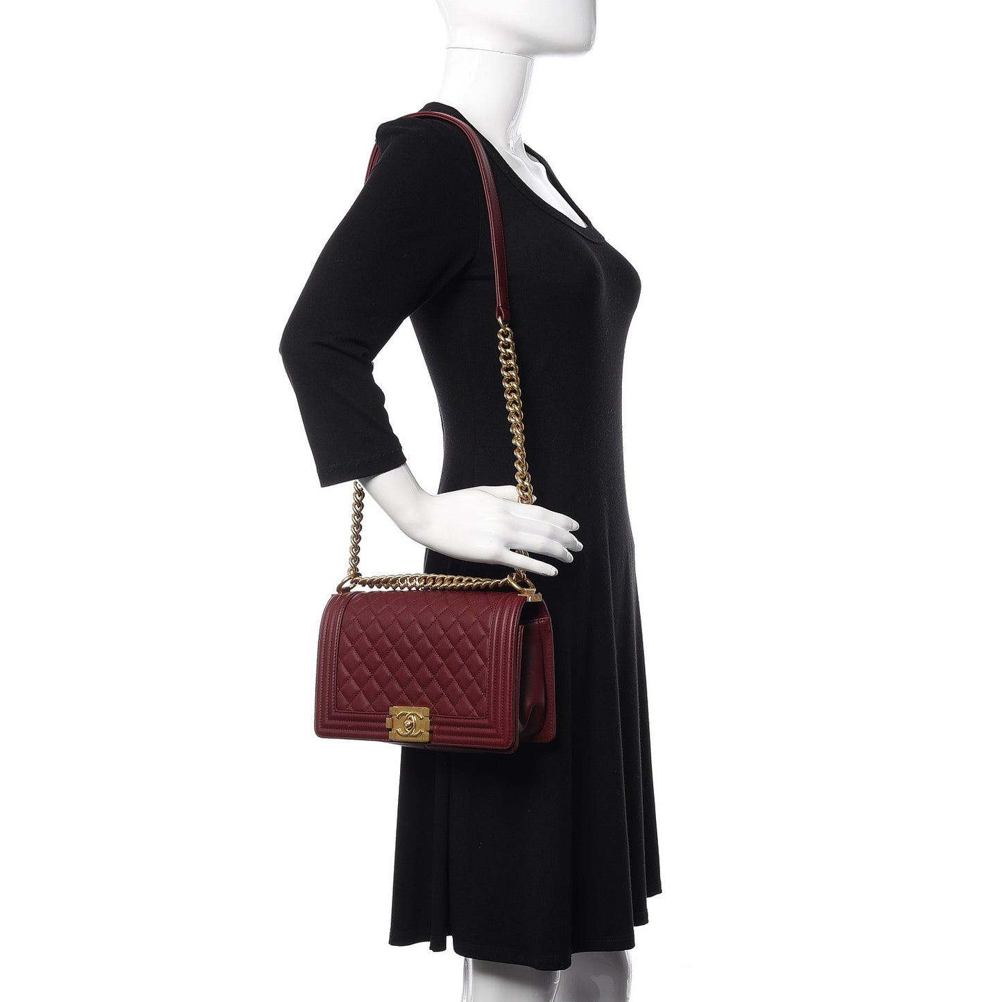 Calfskin Quilted Medium Boy Flap Burgundy