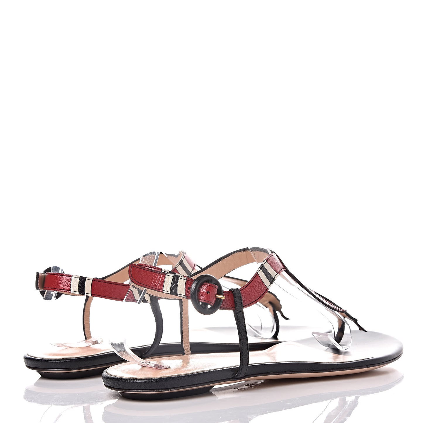 Calfskin Yoko Snake T-Strap Thong Sandals 38.5 Black