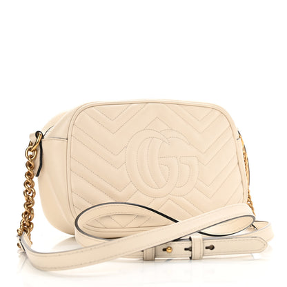 Gucci Calfskin Matelasse Small GG Marmont Chain Shoulder Bag White 3 of 10