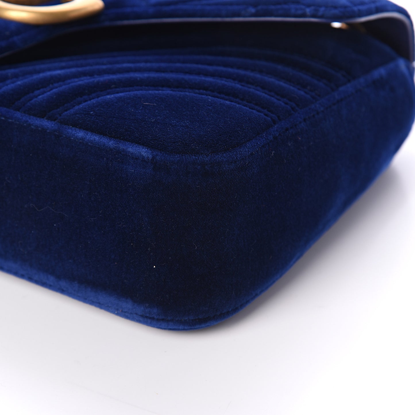 Velvet Matelasse Medium GG Marmont Shoulder Bag Cobalt Blue
