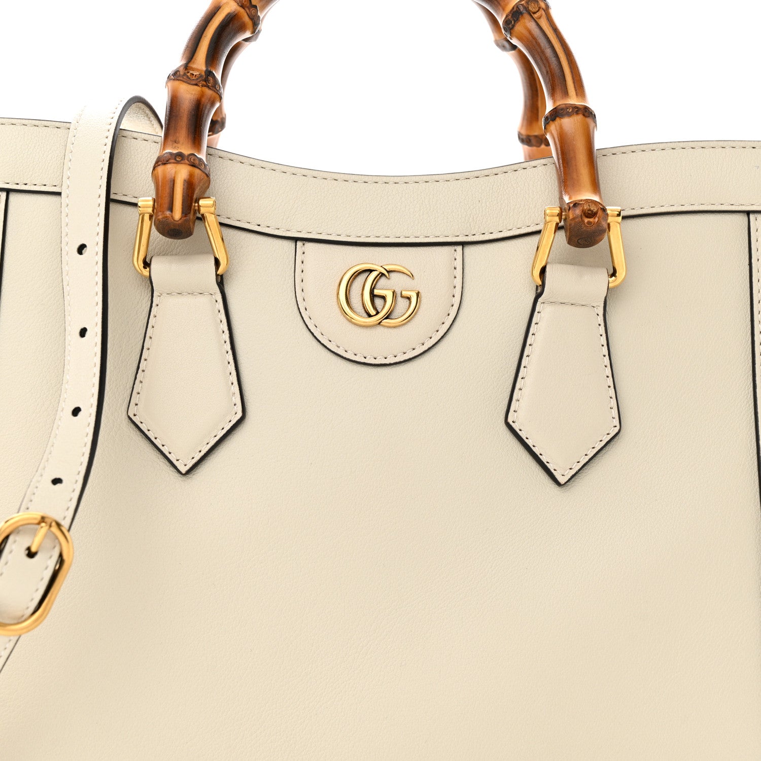 Gucci Wonka Grain Calfskin Small Diana Tote Bag Mystic White Cuir 8 of 13