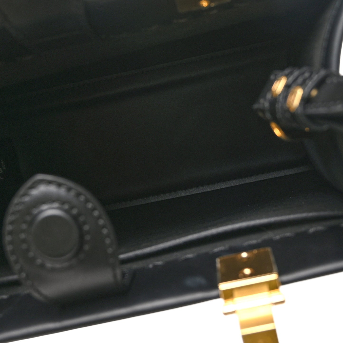 Vitello King Plexiglass Logo Embossed Small Fendi Sunshine Shopper Tote Black