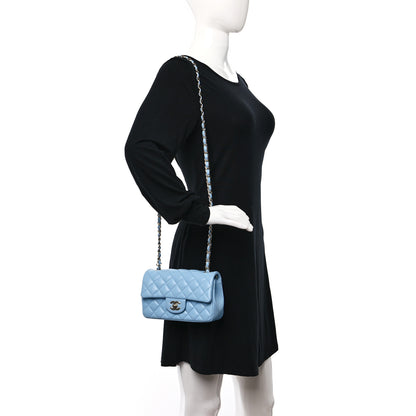 Chanel Lambskin Quilted Mini Rectangular Flap Light Blue 2 of 12