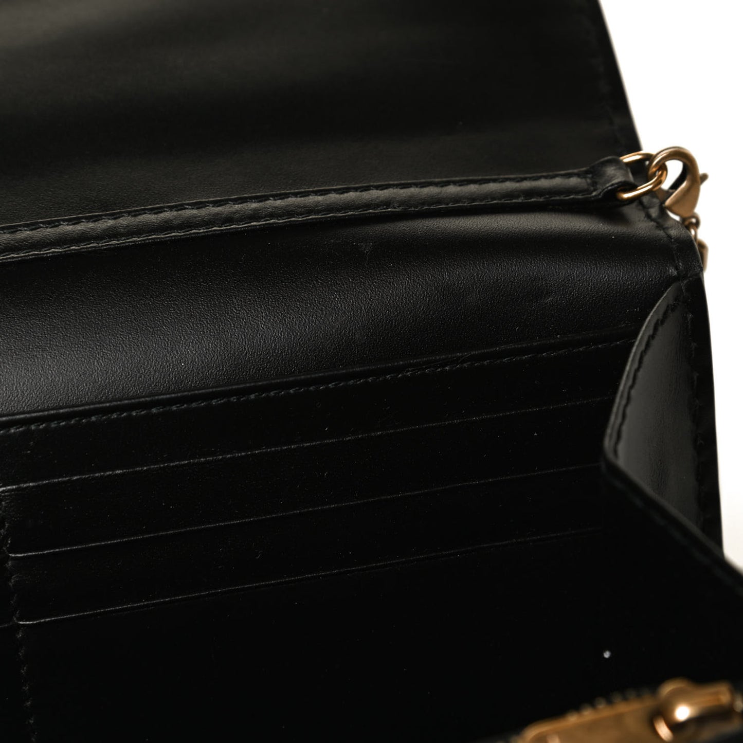 Smooth Calfskin J'adior Croisiere Chain Wallet Black