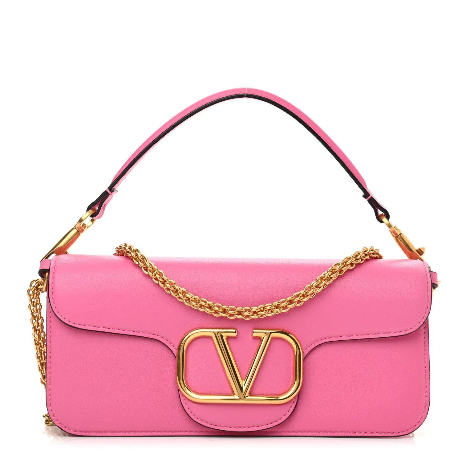Valentino Garavani Calfskin Vlogo Loco Shoulder Bag Feminine Pink 1 of 9