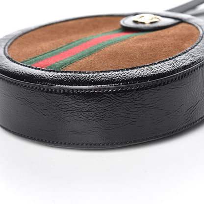 Gucci Suede Patent Web Mini Ophidia Round Shoulder Bag Nocciola Black 6 of 9