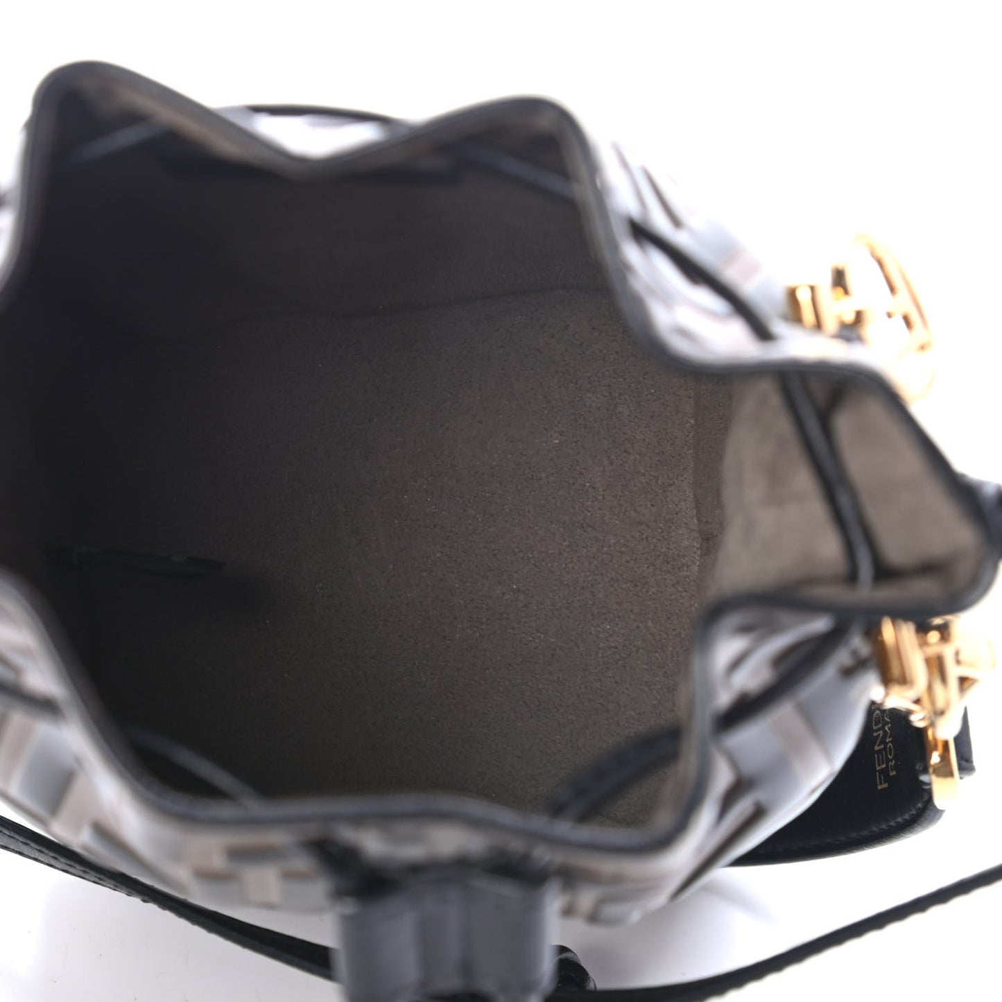 Vitello Liberty F is Fendi Bi-Color FF 1974 Embossed Mini Mon Tresor Bucket Bag Maya Black