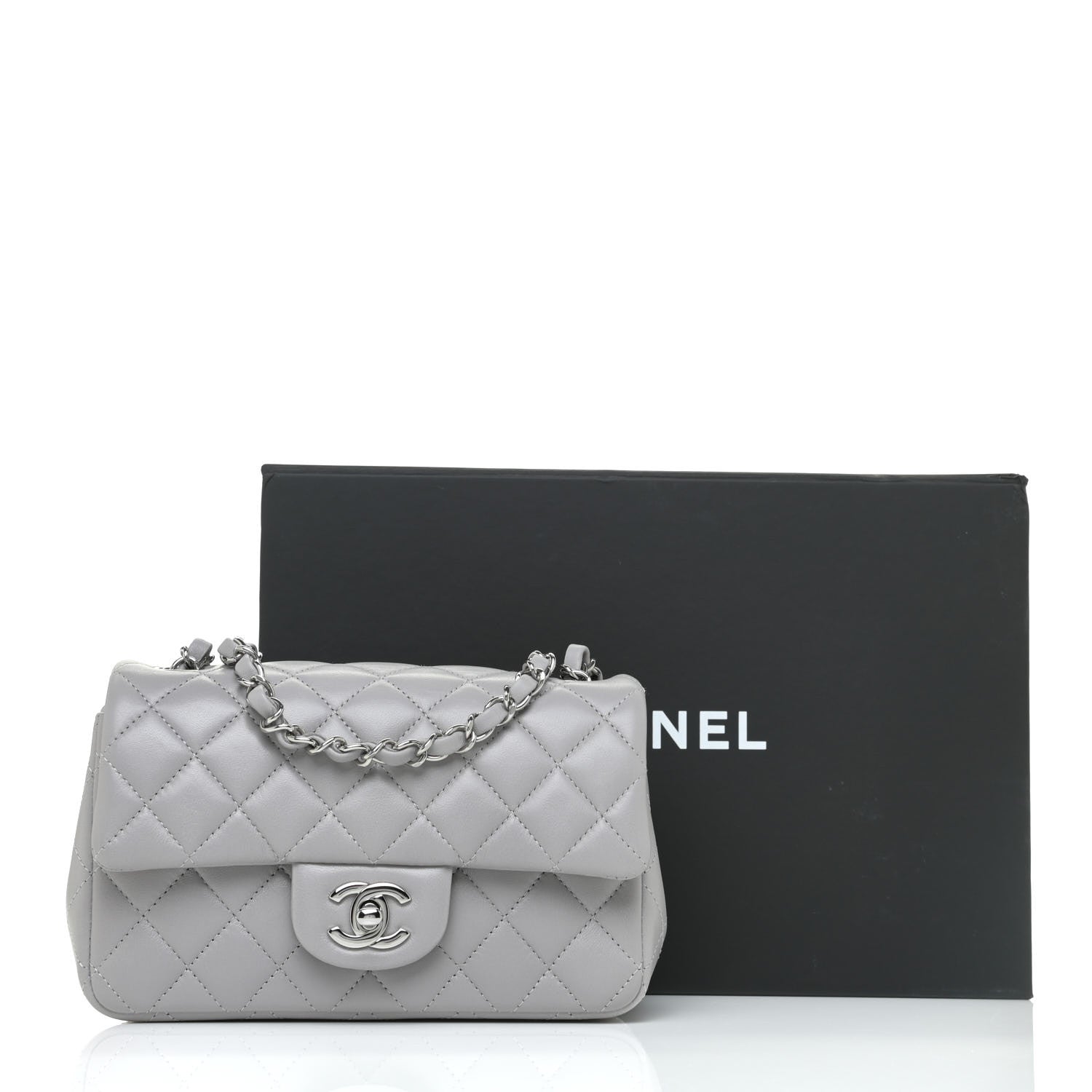 Chanel Lambskin Quilted Mini Rectangular Flap Grey 16 of 16