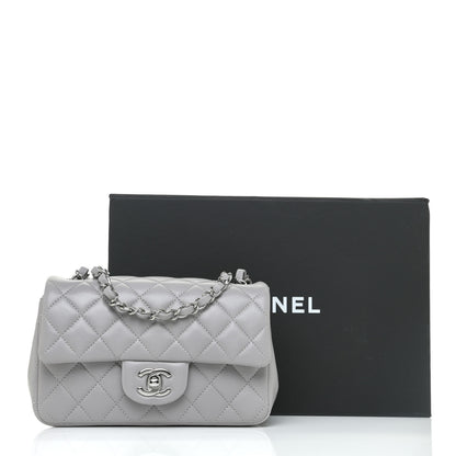 Chanel Lambskin Quilted Mini Rectangular Flap Grey 16 of 16