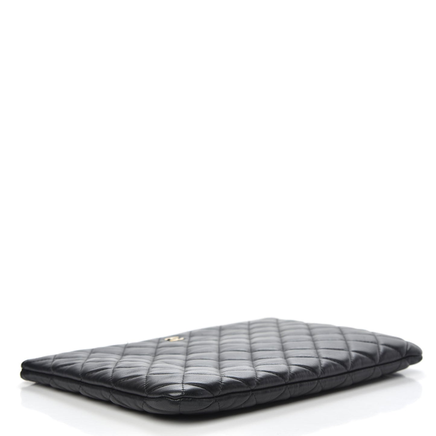 Lambskin Quilted Medium Cosmetic Case Black