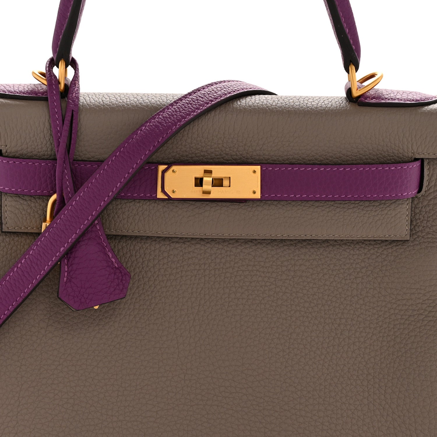 Hermes Togo Horseshoe Kelly Retourne 28 Gris Asphalte Anemone 8 of 15
