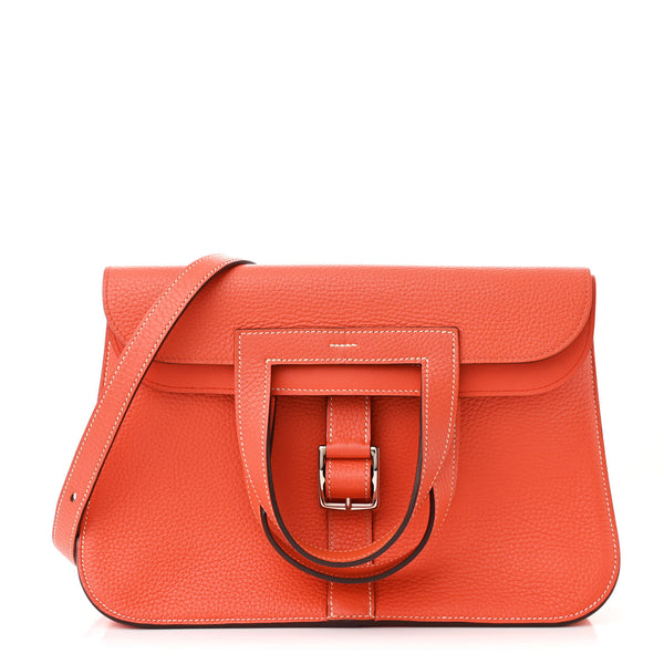 Hermes Taurillon Clemence Halzan 31 GM Orange 1647235 – FASHIONPHILE