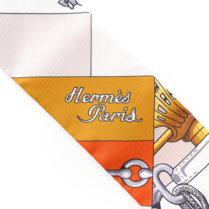 Hermes Silk Cliquetis Twilly Orange White Gold 2 of 5