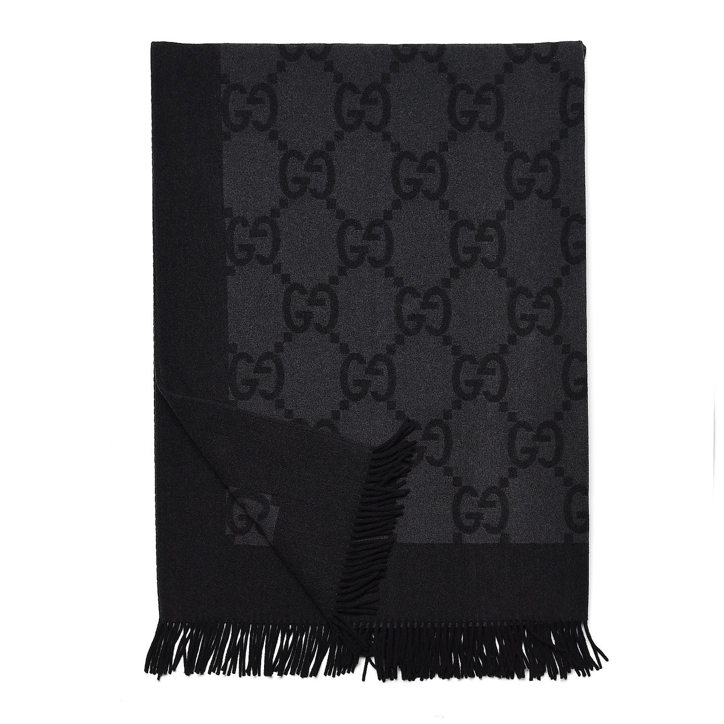 Wool Cashmere GG Monogram Blanket Grey Black