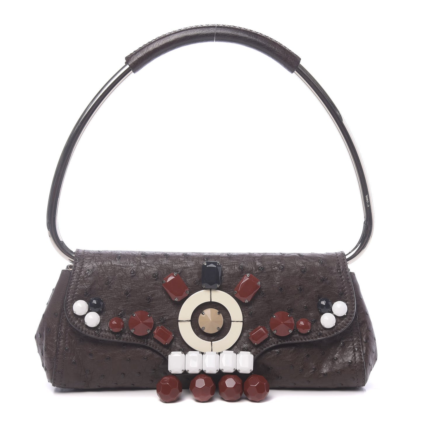 Ostrich Beaded Bag Brown