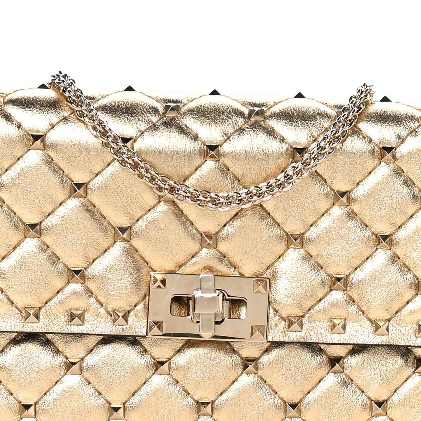 Metallic Nappa Rockstud Spike Wallet on Chain Mekong