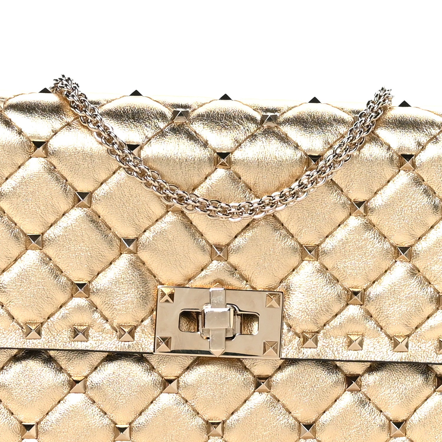 Valentino Garavani Metallic Nappa Rockstud Spike Wallet on Chain Mekong 8 of 11