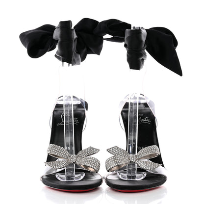 Christian Louboutin Satin Crystal PVC Astrinodo 100 Sandals 38.5 Black 2 of 17