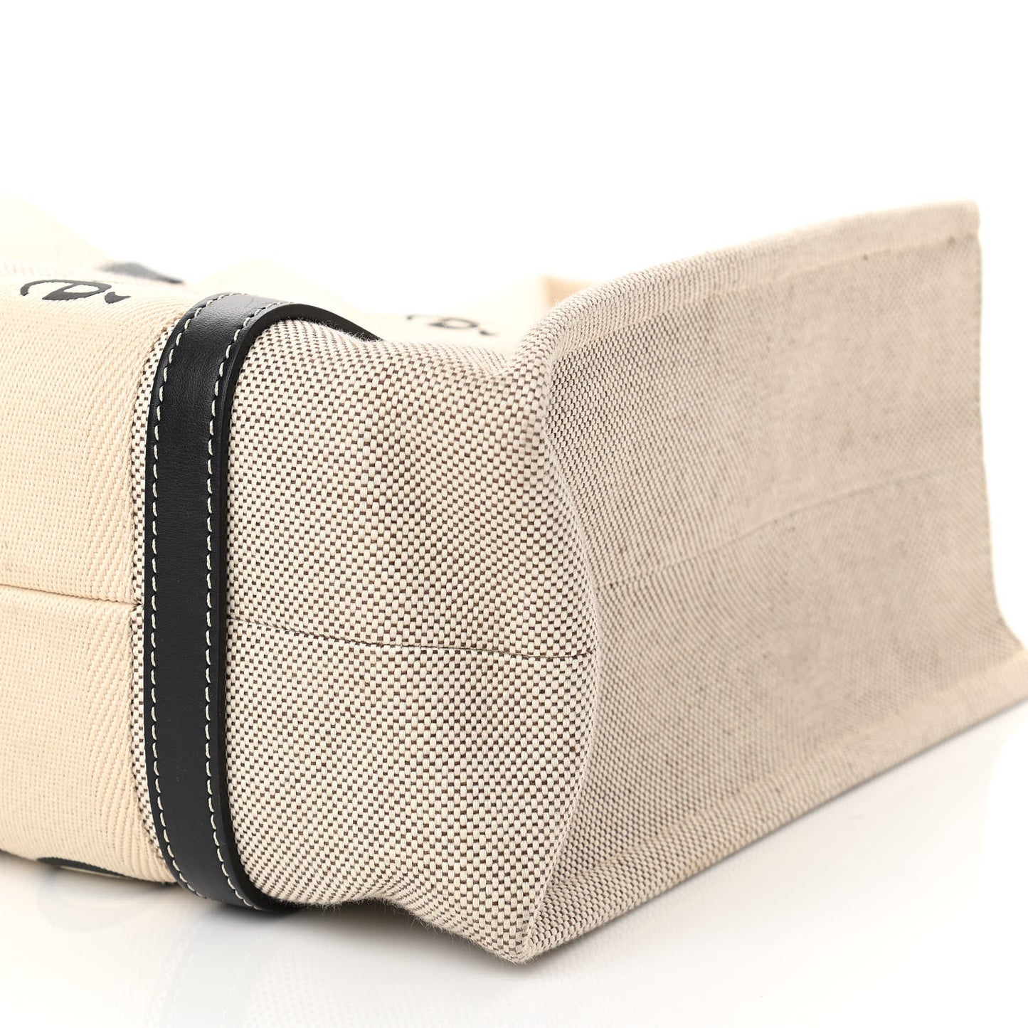 Cotton Calfskin Medium Woody Ribbon Tote White Black