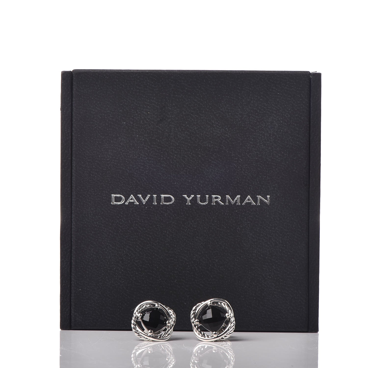 David Yurman Sterling Silver Black Onyx 7mm Infinity Earrings 5 of 5