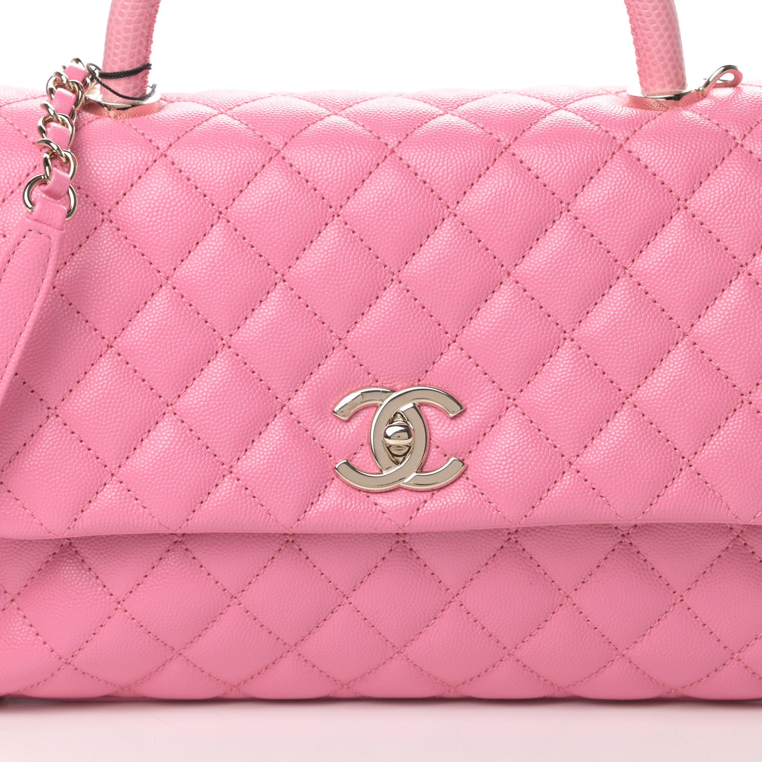 Chanel Caviar Lizard Embossed Quilted Small Coco Handle Flap Pink 8 of 11