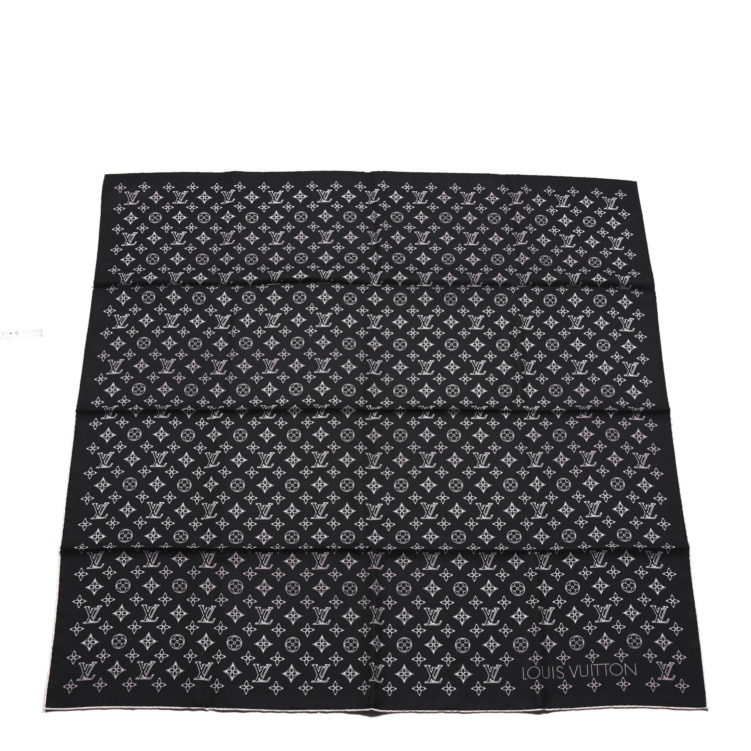Louis Vuitton Silk Monogram LV Mahina Flight Square Scarf Black Pink 1 of 3