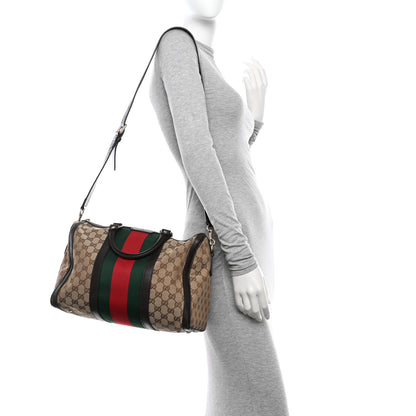 Gucci Monogram Vintage Web Medium Boston Dark Brown 2 of 16