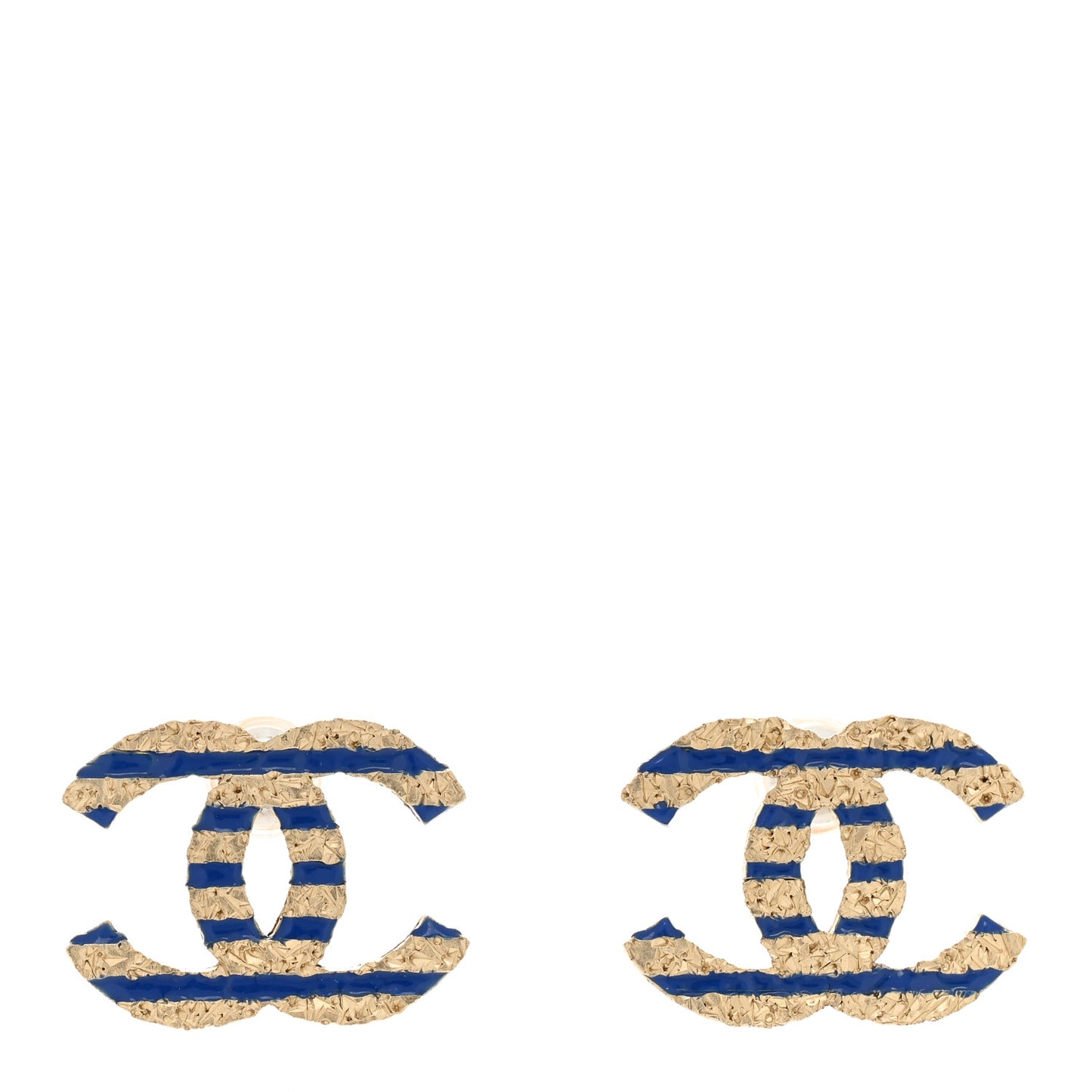 Resin Striped CC Earrings Blue Gold